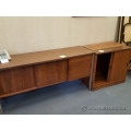 Medium Maple and Chrome 60" Credenza Storage Cabinet